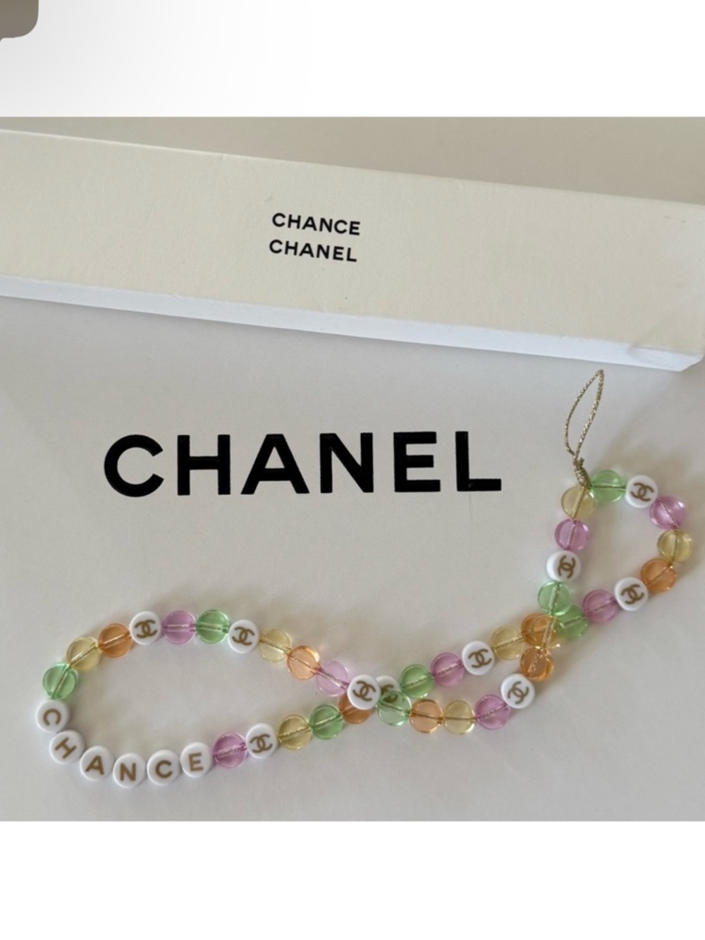 CHANEL Pastel Beaded 'CHANCE' Phone Charm - Picture 2 of 5